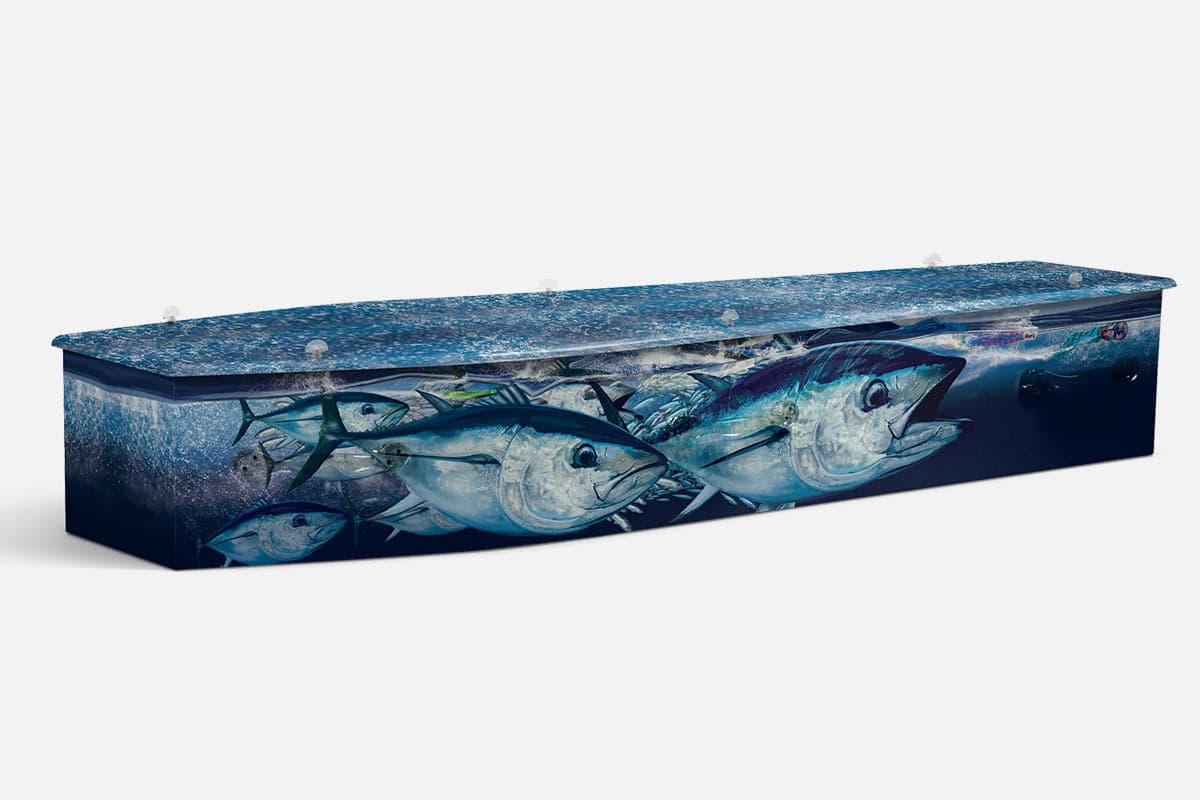 Blue Barrels coffin