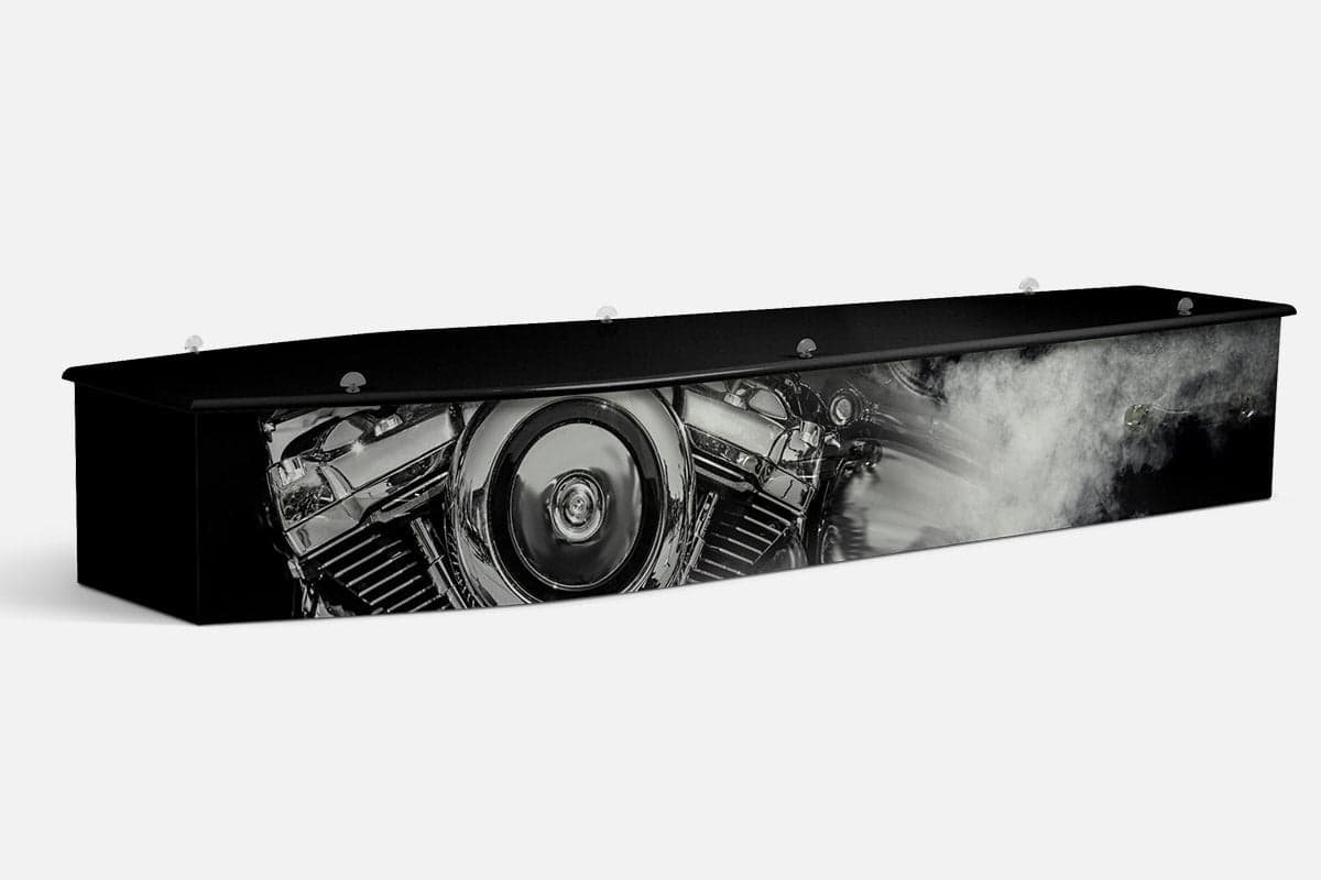Chrome personalised coffin by Lifestyle Coffins