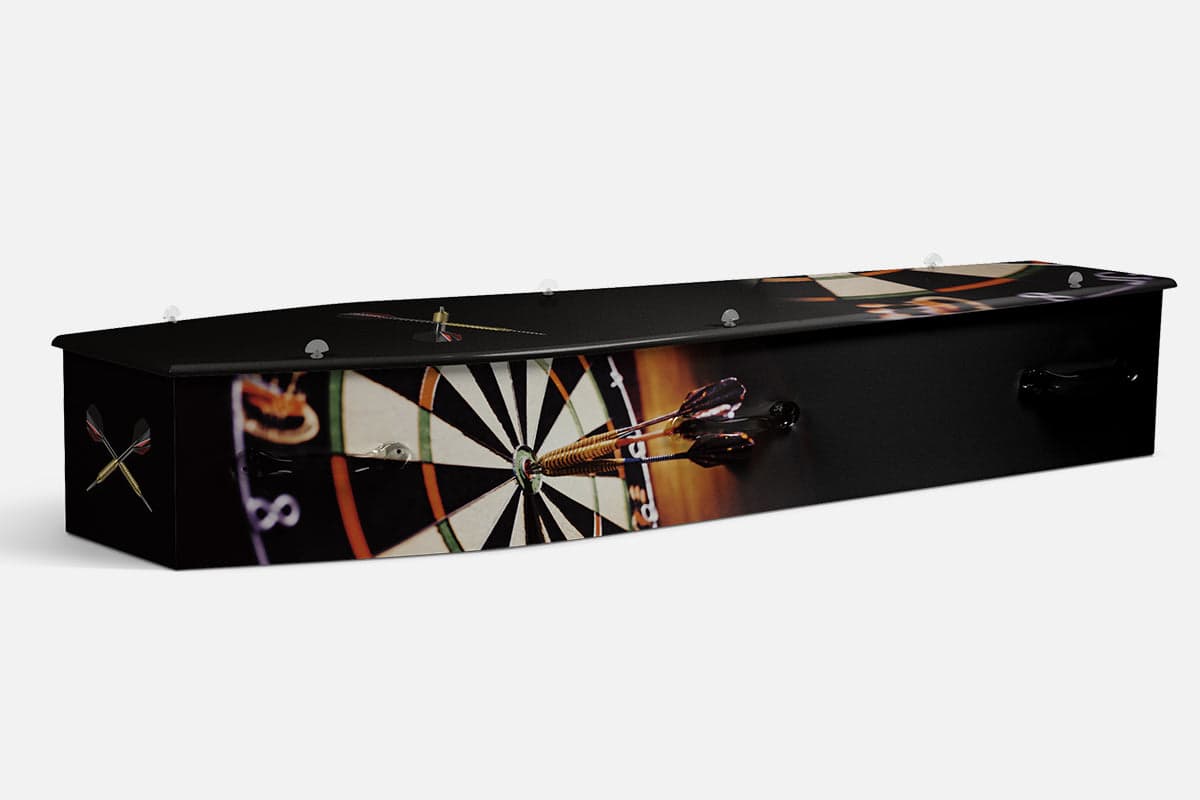 Darts personalised coffin by Lifestyle Coffins