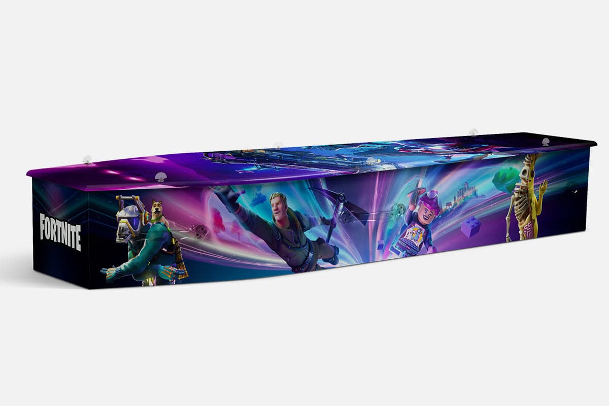 Fortnite personalised coffin by Lifestyle Coffins