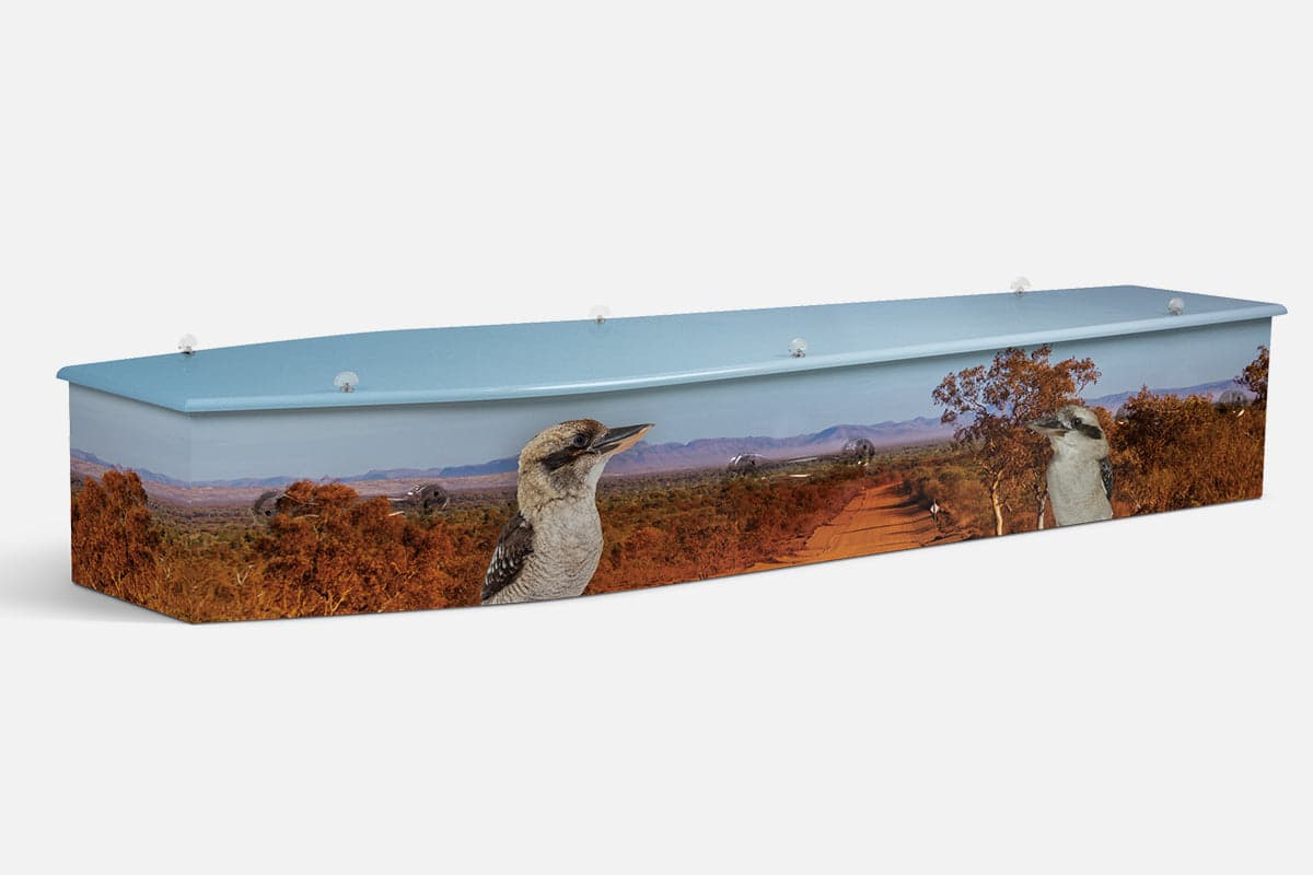 Kookaburra V1 personalised coffin by Lifestyle Coffins