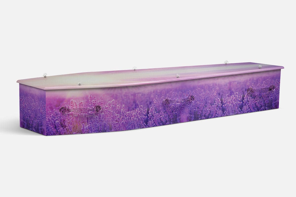 Lavender Meadow personalised coffin by Lifestyle Coffins