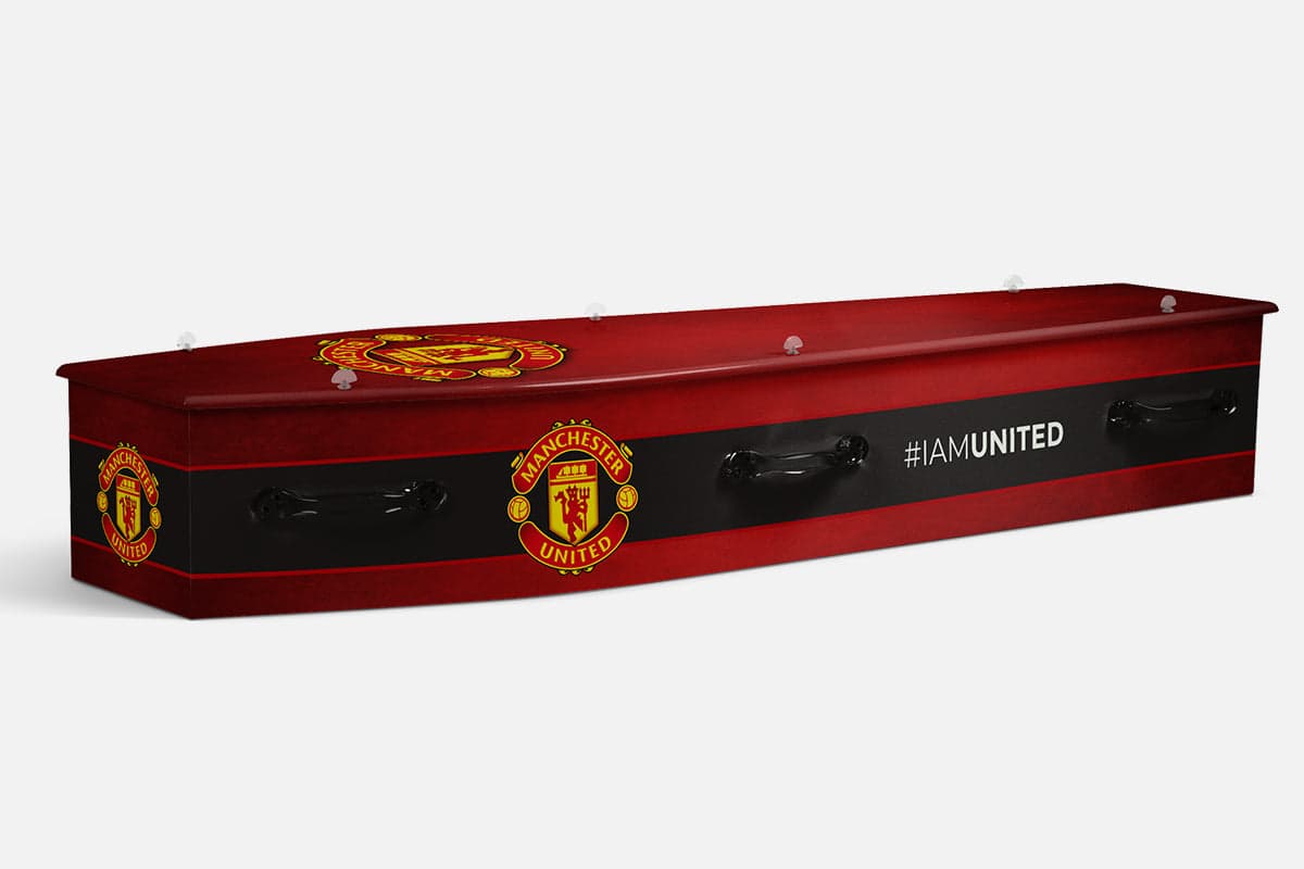 Manchester United personalised coffin by Lifestyle Coffins