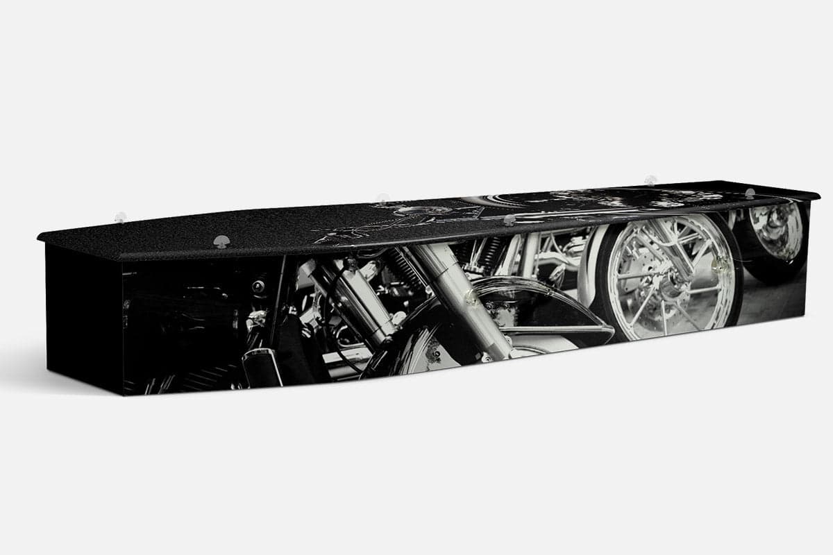 Motorbikes personalised coffin by Lifestyle Coffins