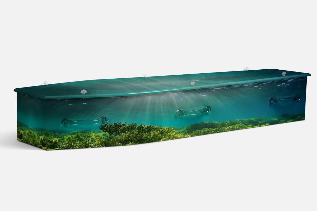 Ocean Floor personalised coffin by Lifestyle Coffins