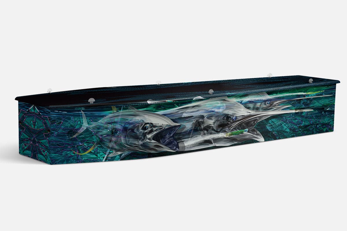 Offshore Psychedelics personalised coffin by Lifestyle Coffins
