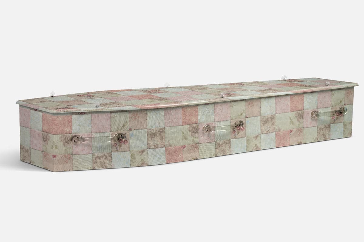 Patchwork personalised coffin by Lifestyle Coffins