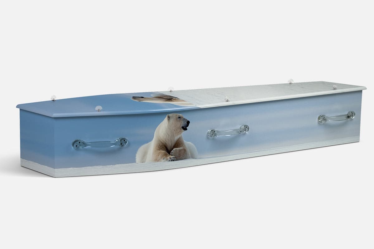 Polar Bear personalised coffin by Lifestyle Coffins