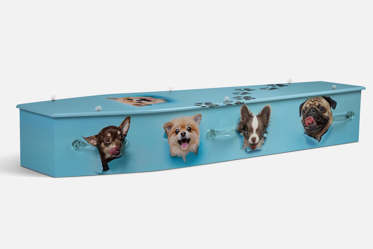 Puppies personalised coffin by Lifestyle Coffins