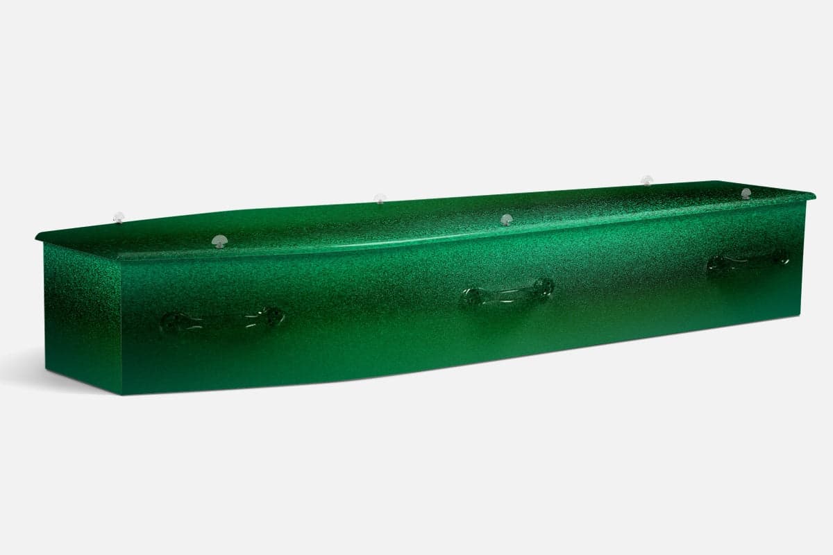 Radioactive personalised coffin by Lifestyle Coffins
