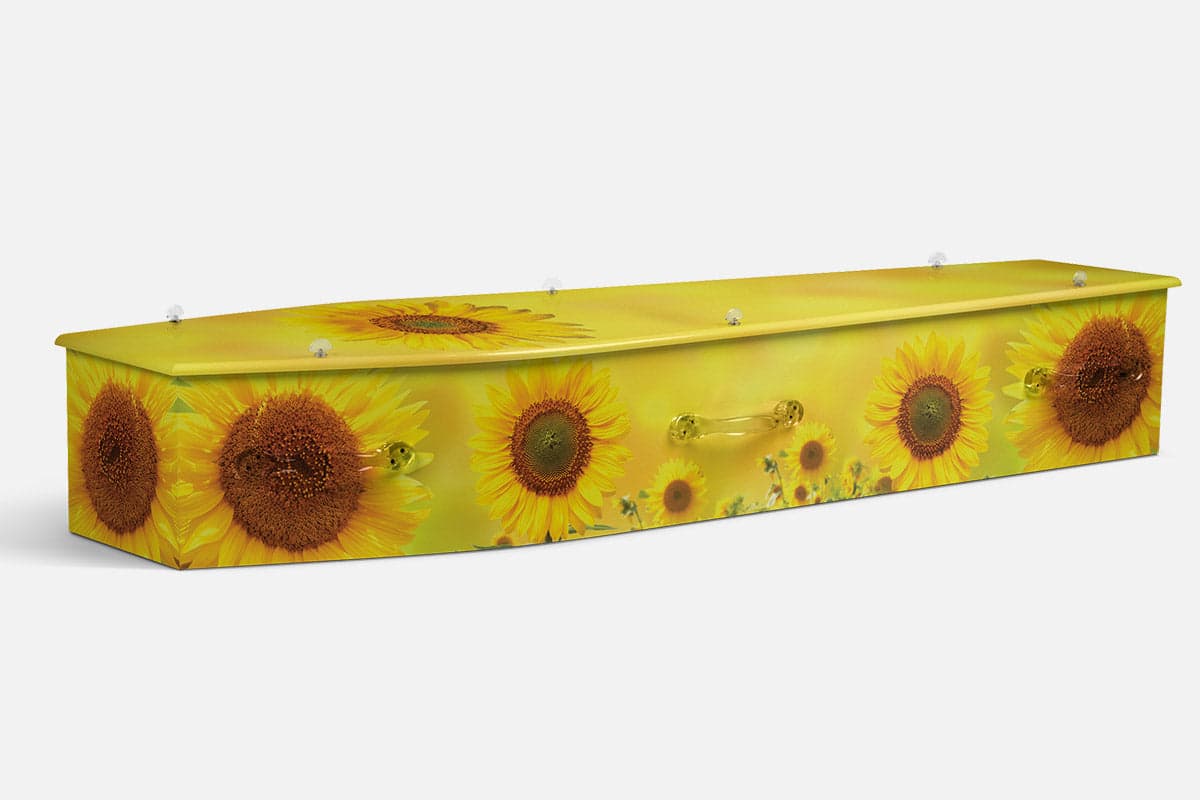 Sunflower personalised coffin by Lifestyle Coffins