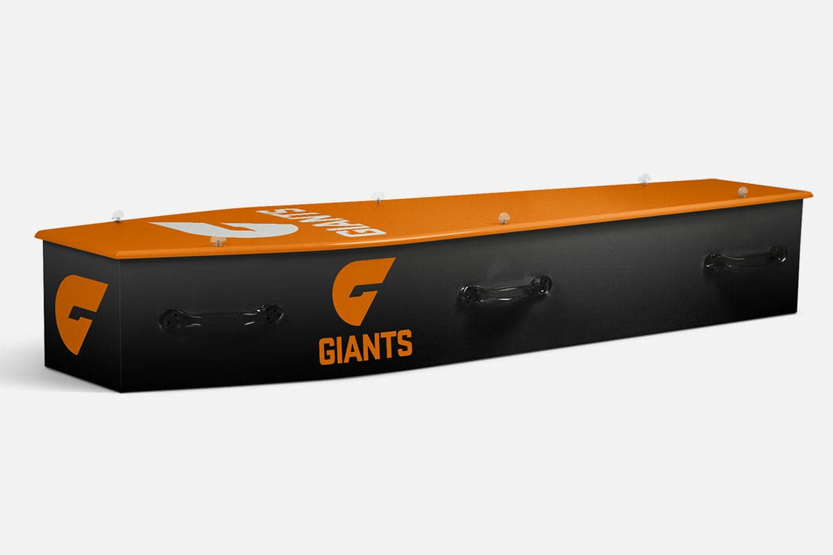 Sydney Giants personalised coffin by Lifestyle Coffins
