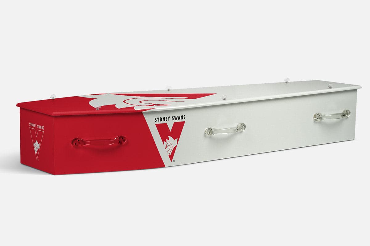 Sydney Swans personalised coffin by Lifestyle Coffins