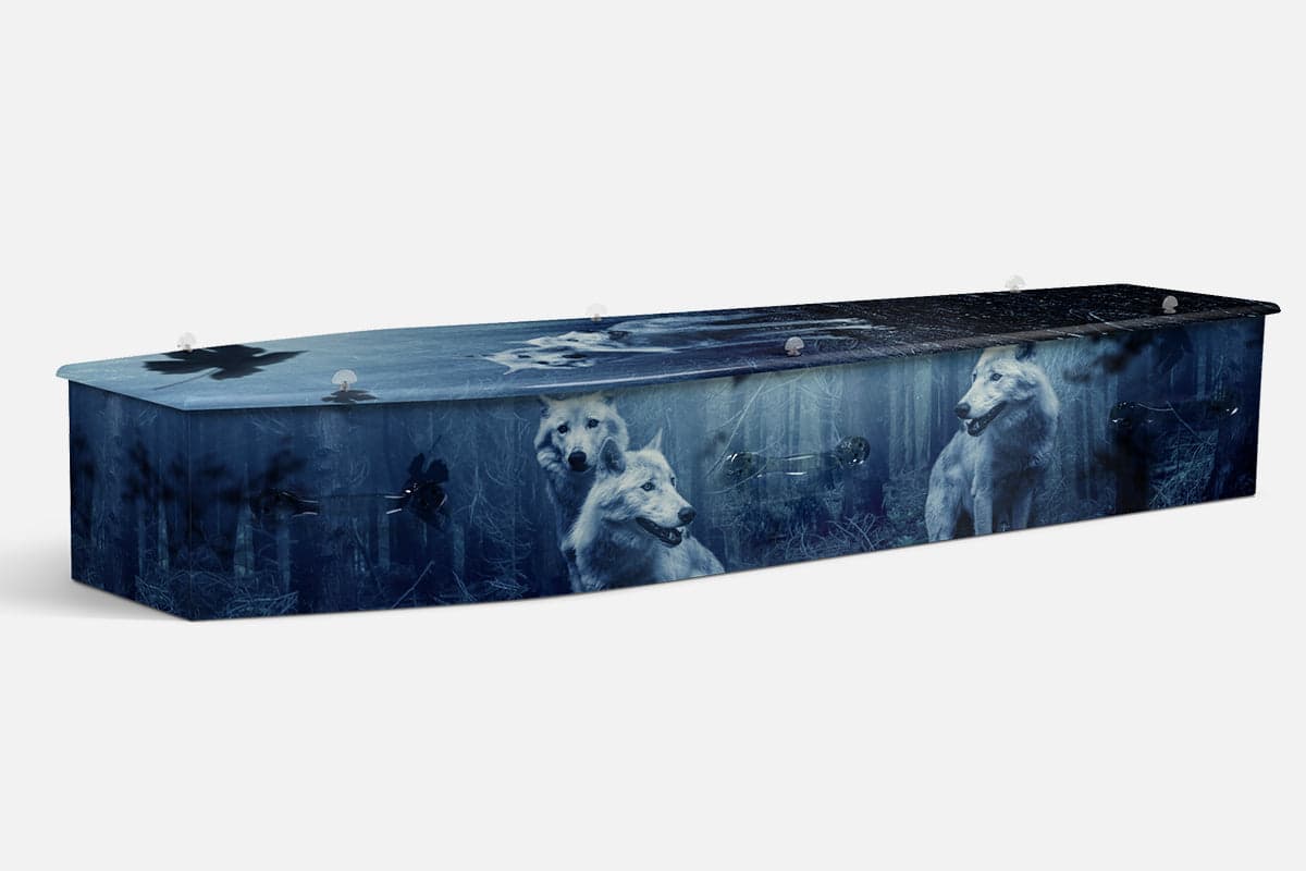 Wolves personalised coffin by Lifestyle Coffins