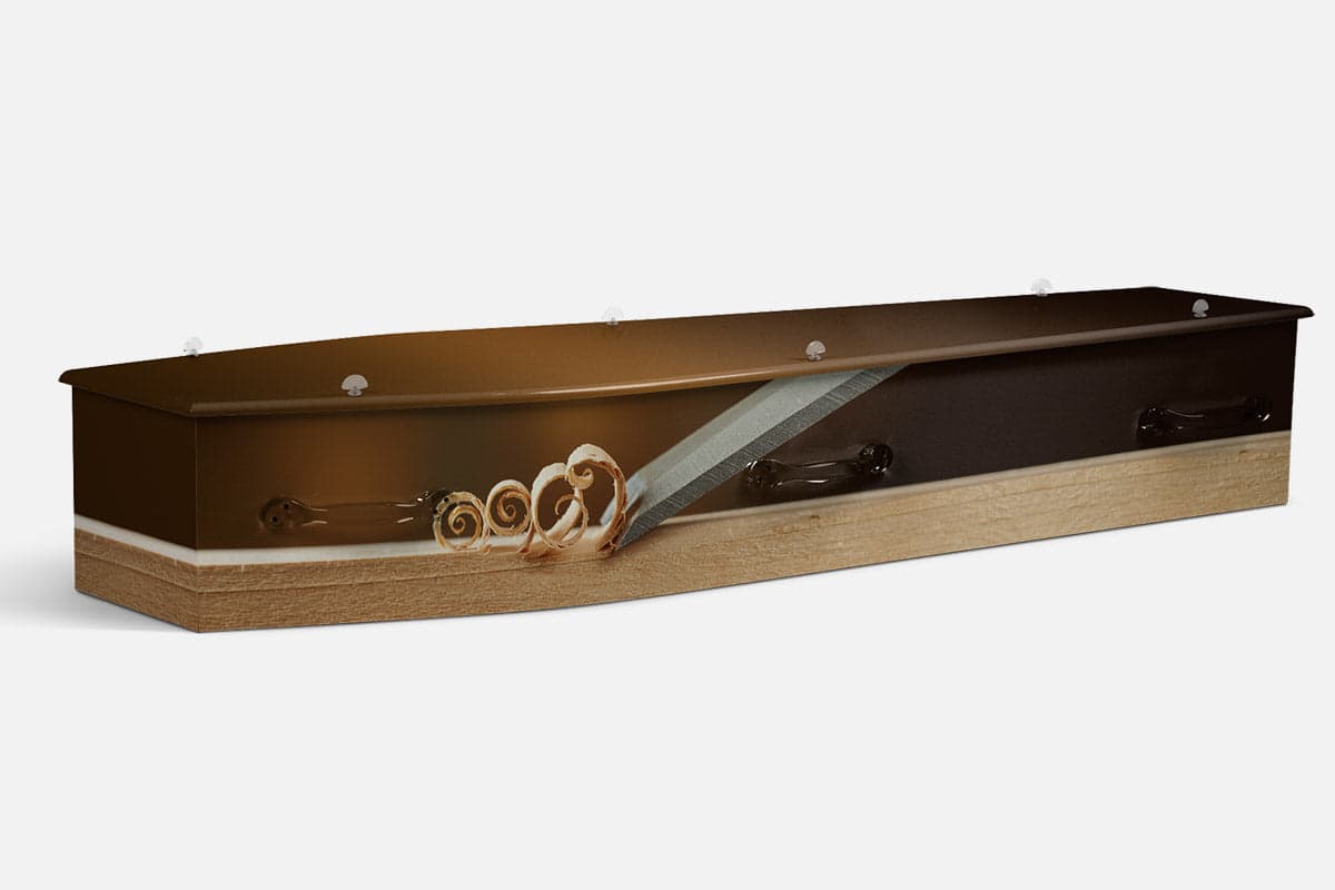 Woodworking personalised coffin by Lifestyle Coffins