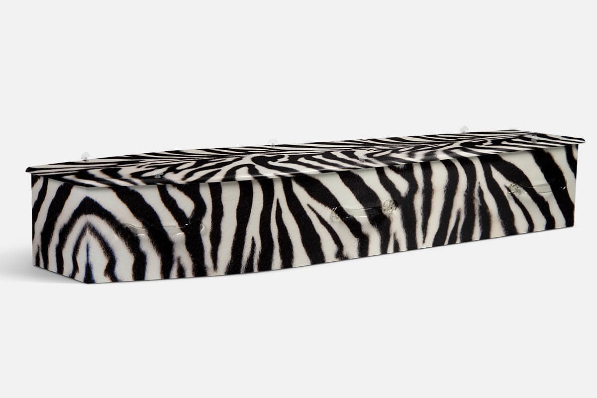 Zebra Print personalised coffin by Lifestyle Coffins